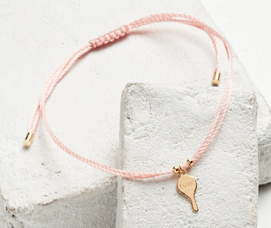 Gold Key Strand Bracelet - LOVE